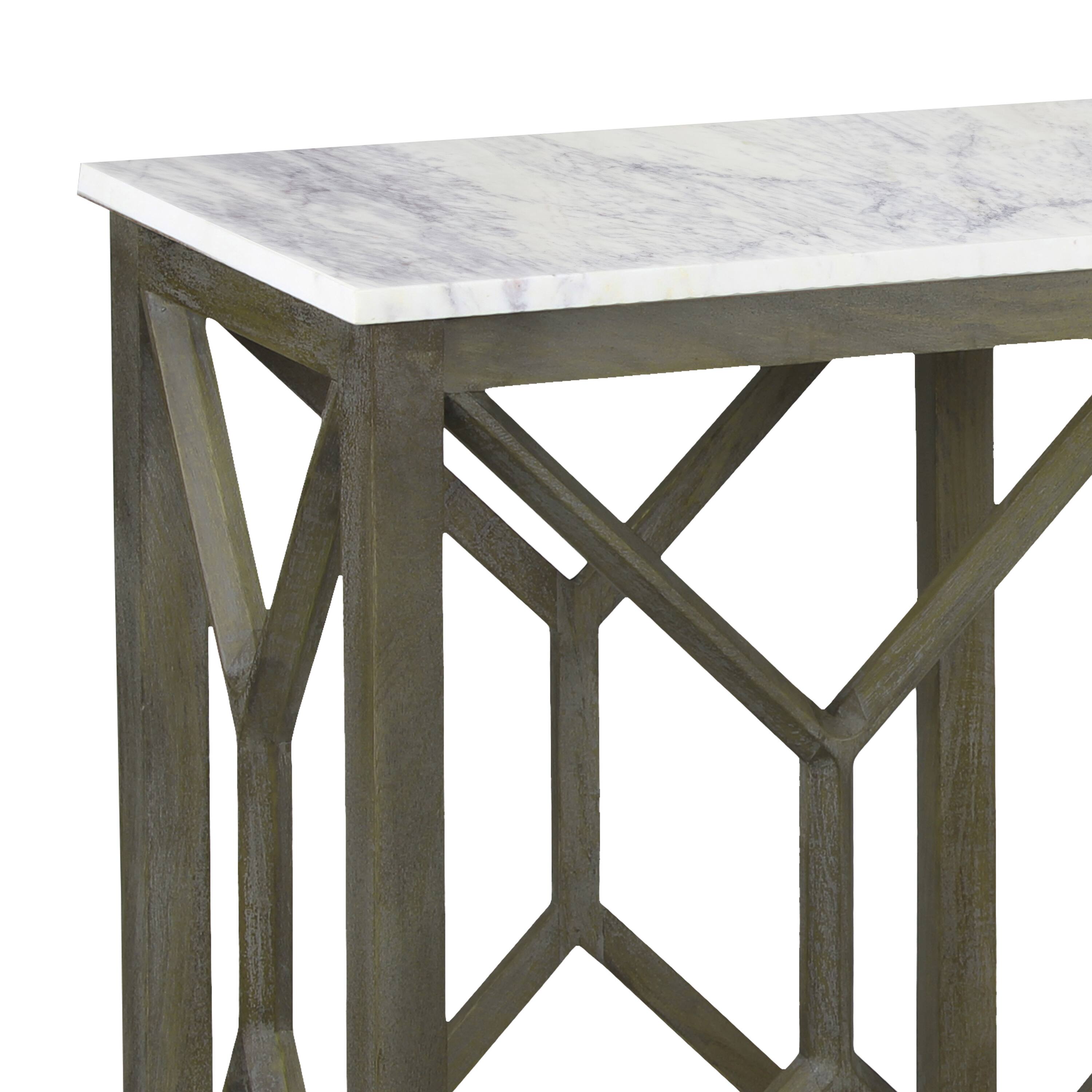 Alt View 4. Manhattan Lane - Sofa Console Table, 41 Inch White Genuine Marble Top - White, Ash Gray.