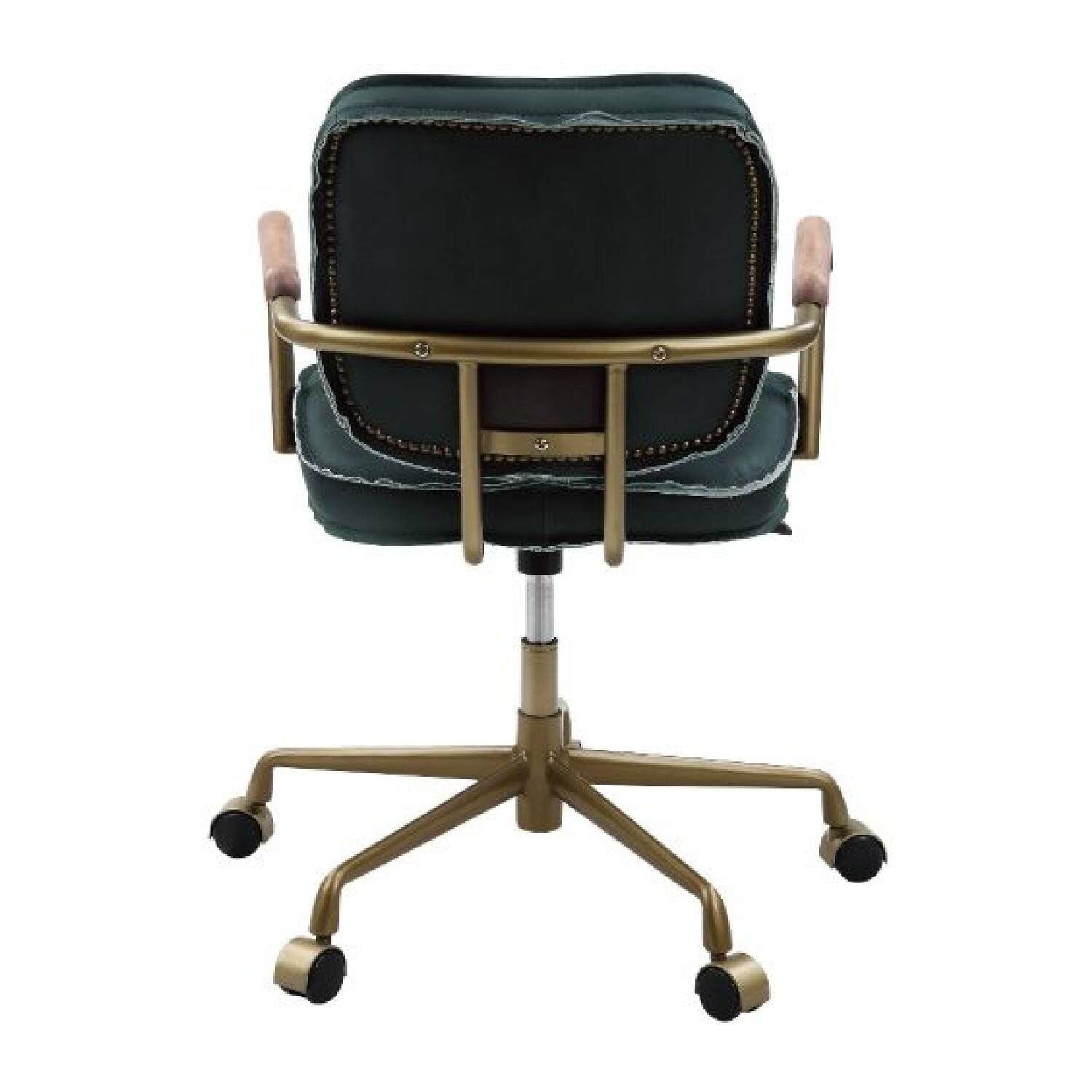 Alt View 2. Manhattan Lane - Office Chair with Leather Seat and Button Tufted Back - Green.