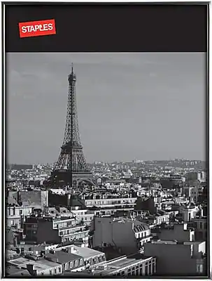 Front. Staples - 18" x 24" Aluminum Poster Frame, Black - Black.
