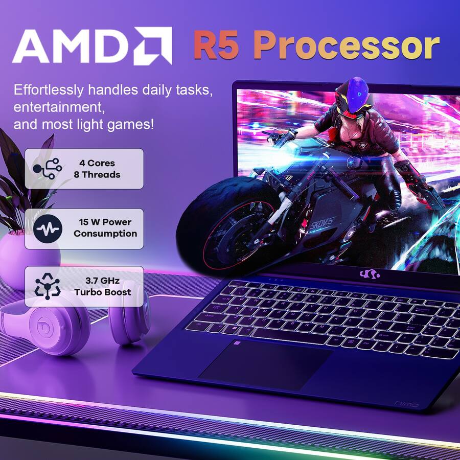 Ordinateur Portable PINSTONE 15,6" FHD - Processeur N95, 16 Go RAM, 512 Go SSD, Touch ID, Léger