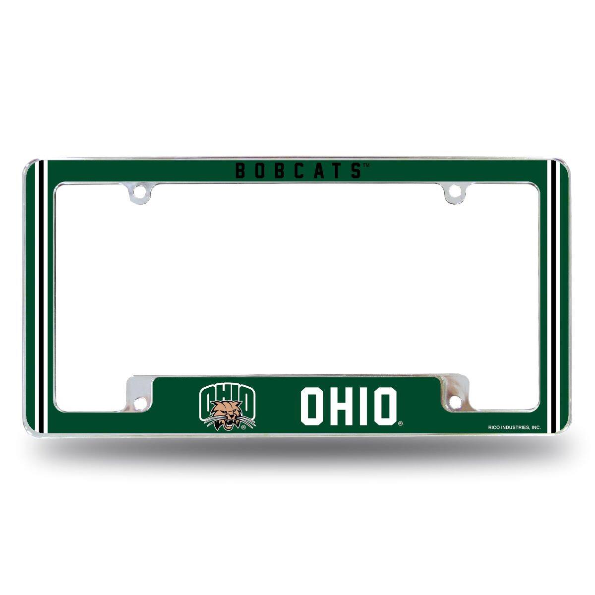 Ohio Bobcats Chrome Metal License Plate Frame with Full Frame Team Color Graphics