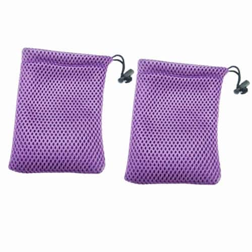 Vulpecula Spade - Nylon Mesh Drawstring Bag, Small Storage Pouch String Bags (13 x 9cm / 5" x 3.5") for Mini Stuff MP3 Charger Earphone - Purple