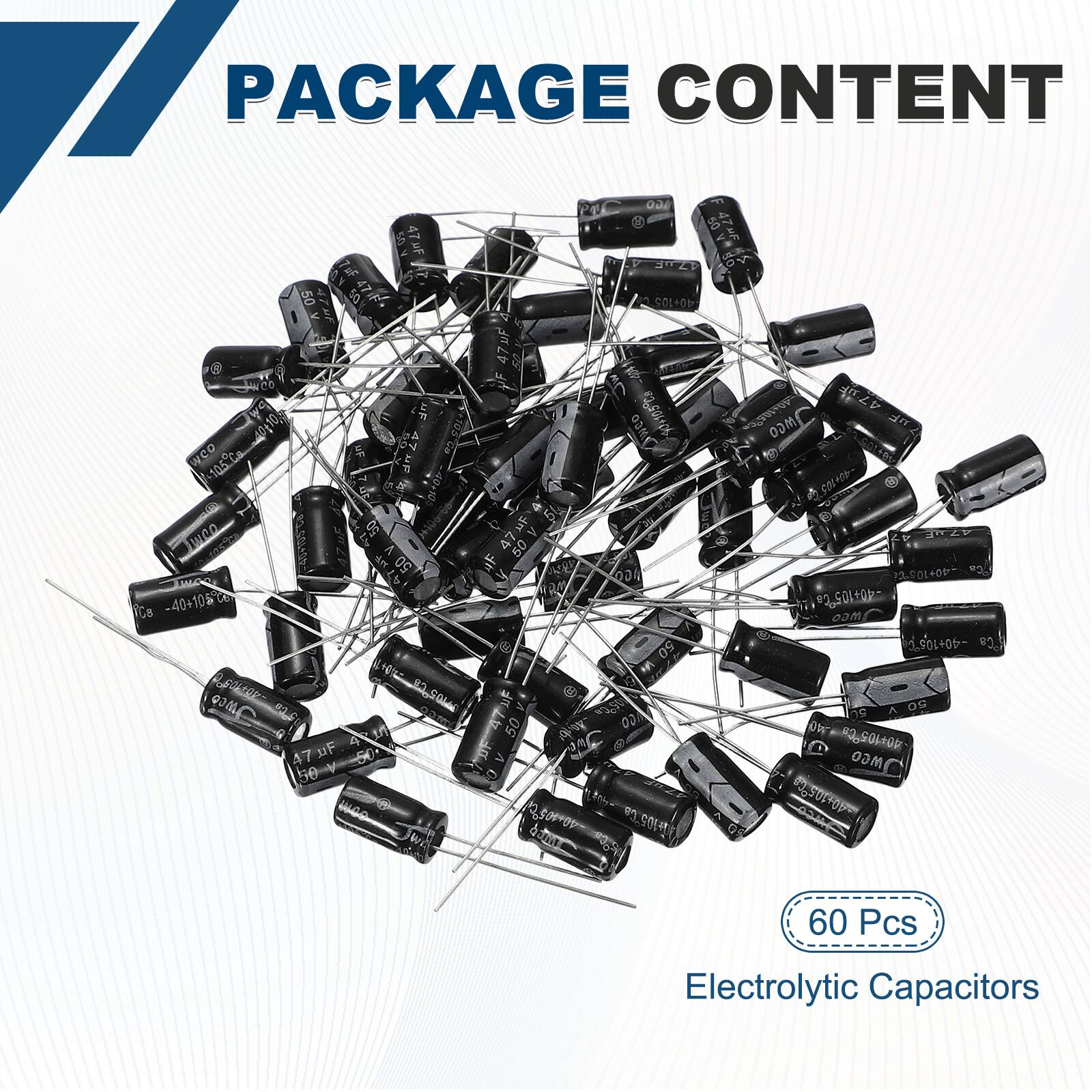PACKAGE CONTENT

- 60 Pcs Electrolytic Capacitors