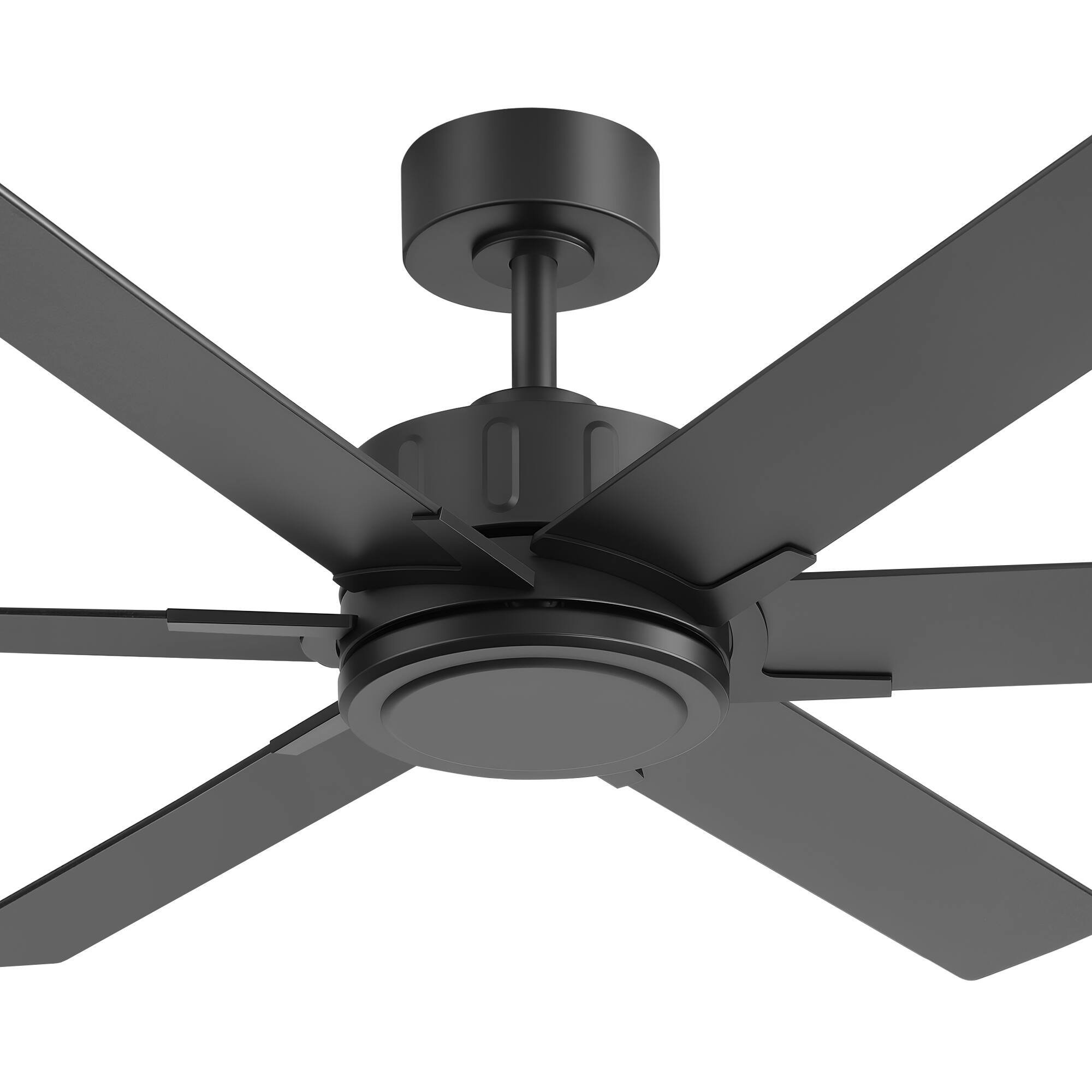 Alt View 8. Breezary - 60-Inch Modern Versatile Ceiling Fan with 6 Plywood Blades, DC Motor, 6-Speed Remote, Timer, Downrod Mount - 60-Inch Black and Walnut.