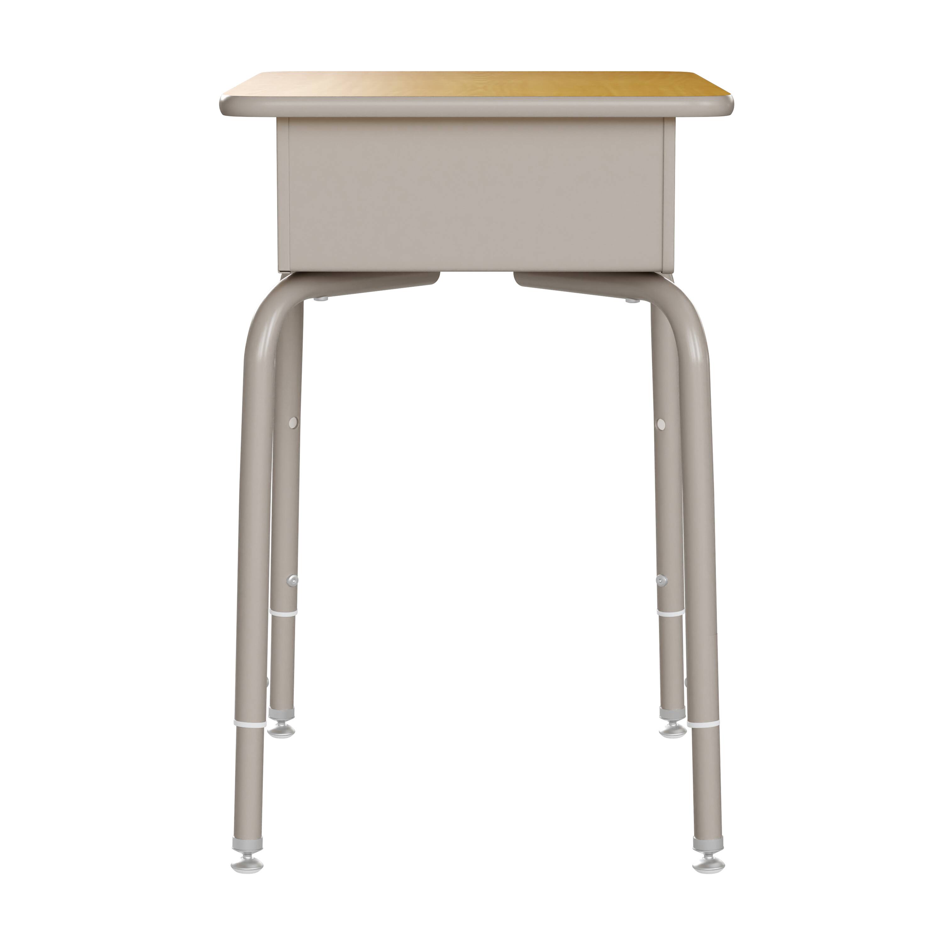 Alt View 6. Emma + Oliver - Jacobs Desk/Chair Set with Metal Open Front Storage Box, Desktop, Metal Frame and Stackable Flex Comfort Classroom Chair - Maple Top/Black Chair.
