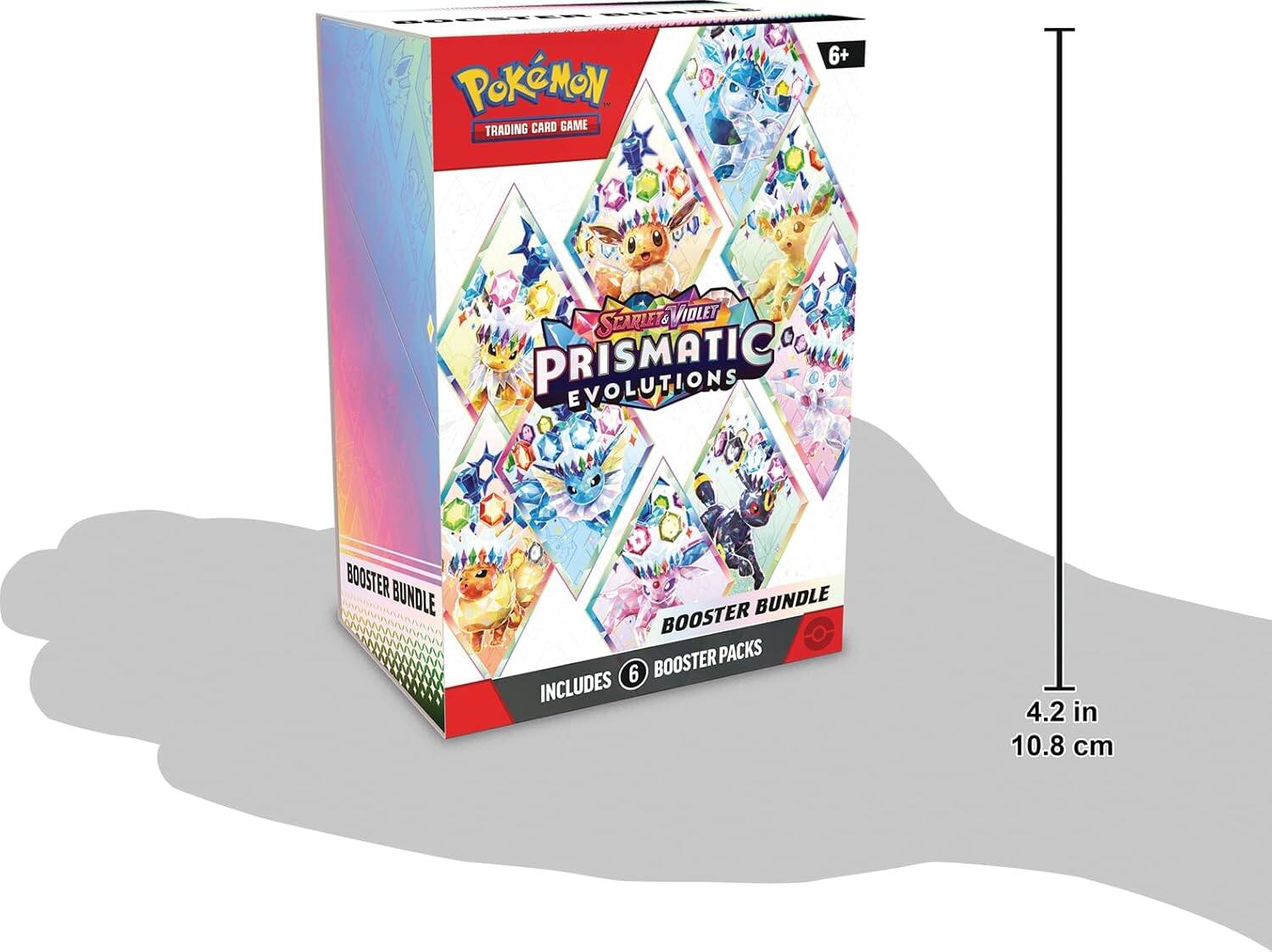 Pokémon Trading Card Game 6+ & Violet Scarlet Prismatic Evolutions Booster Bundle. Includes 6 Booster Packs. 4.2 in 10.8 cm