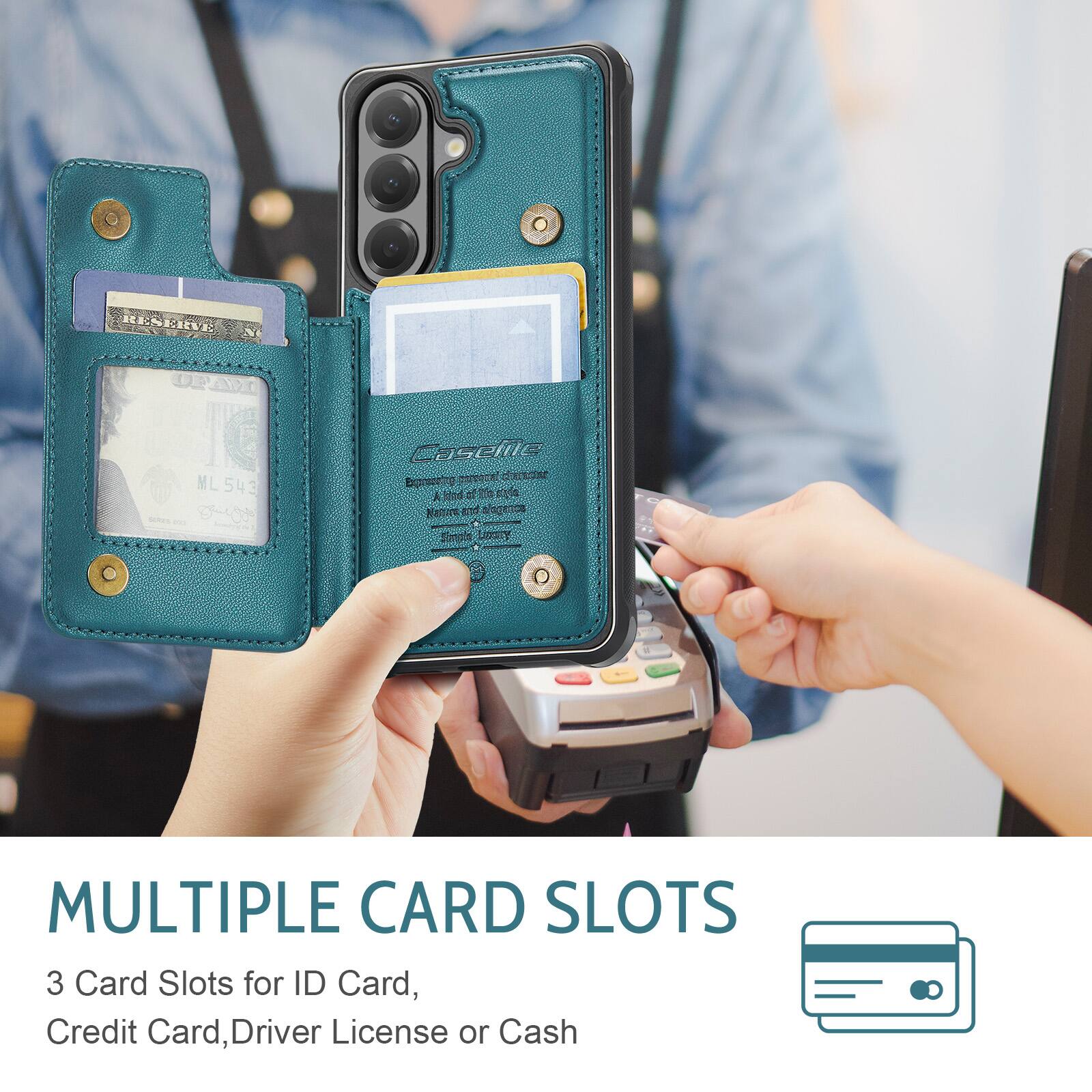 RESERVE UPT IG ML543

Caseille

MULTIPLE CARD SLOTS

3 Card Slots for ID Card, Credit Card, Driver License or Cash