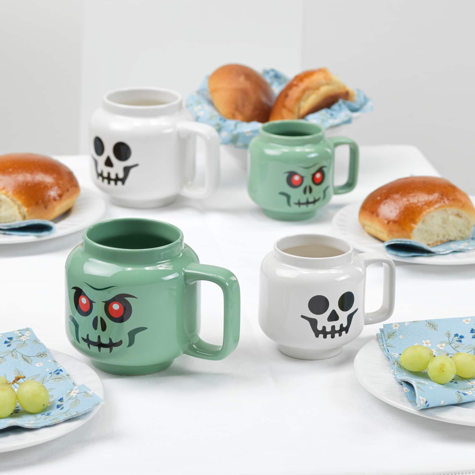 Left. Room Copenhagen - LEGO: Green Skeleton Small Ceramic Mug, 8.6oz - Green.