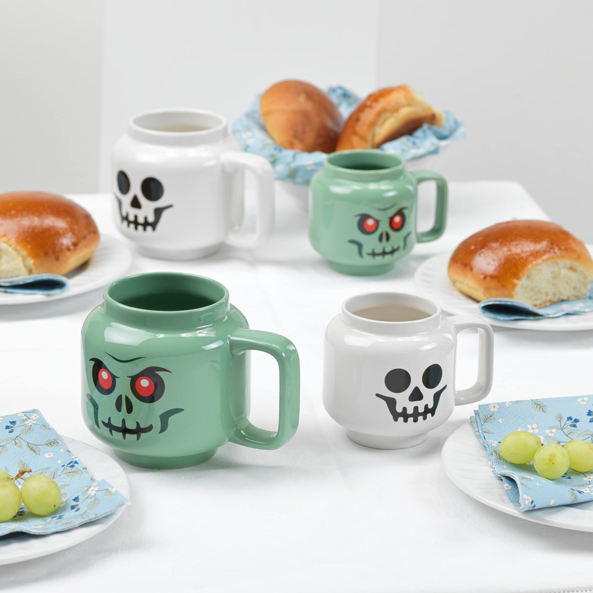 Left. Room Copenhagen - LEGO: Green Skeleton Small Ceramic Mug, 8.6oz - Green.