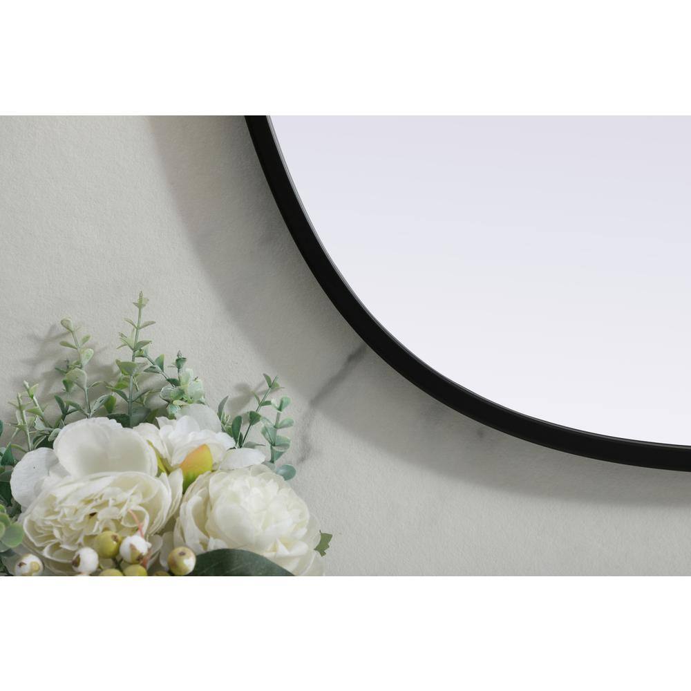 Alt View 3. Elegant Decor - Metal Frame Oval Mirror 20x36 Inch in Black - Black.
