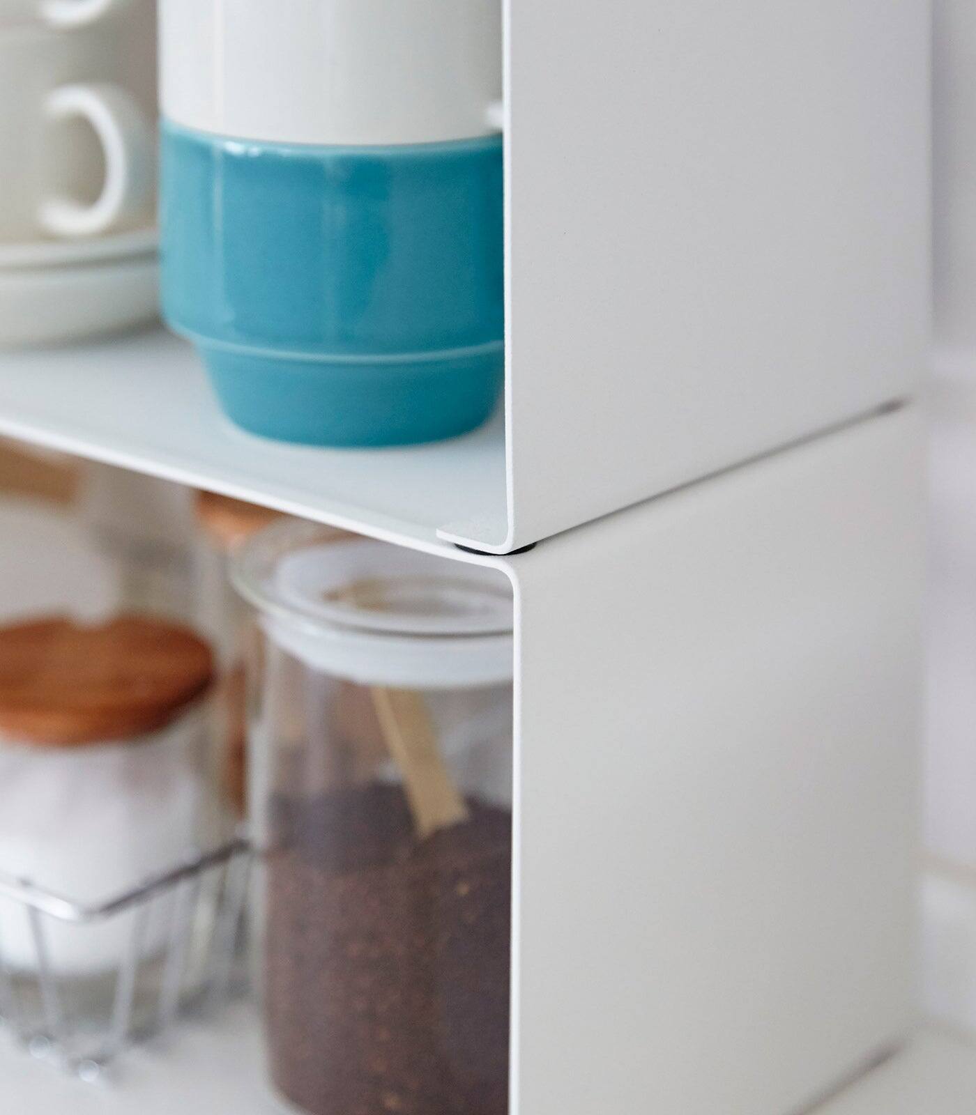Left. Yamazaki Home - Stackable Countertop Shelf - Two Sizes - Steel - Black.