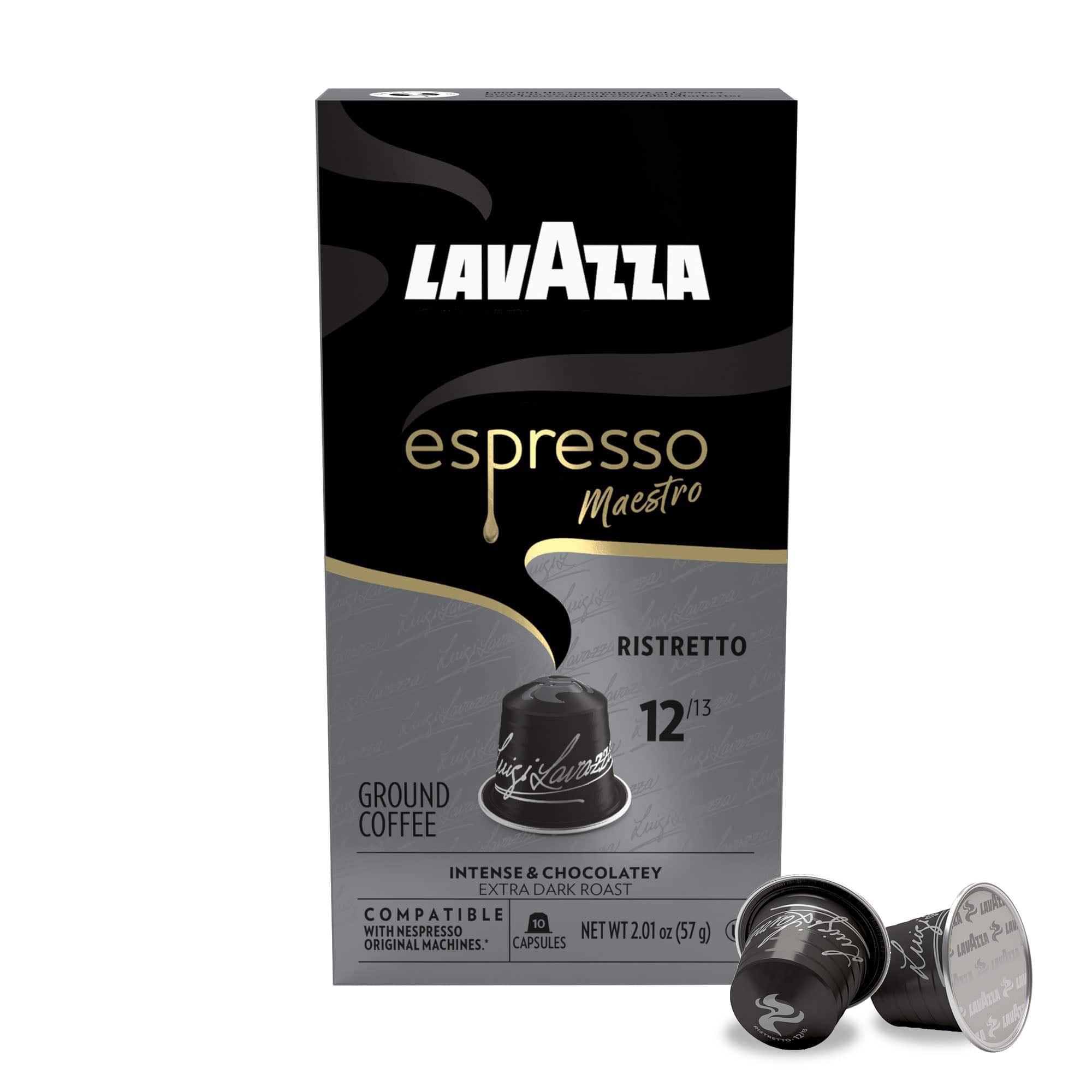 Lavazza - Espresso Maestro Ristretto Aluminum Capsules Compatible with Nespresso* Original Machines, Dark Roast, 30 Ct