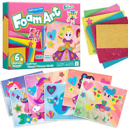 Joyfy - Foam Art Kit for Kids, No Mess DIY Arts and Crafts with 6 Boards and 800+ Stickers, Toy Birthday Gift for Girls Age 3+ - colorful