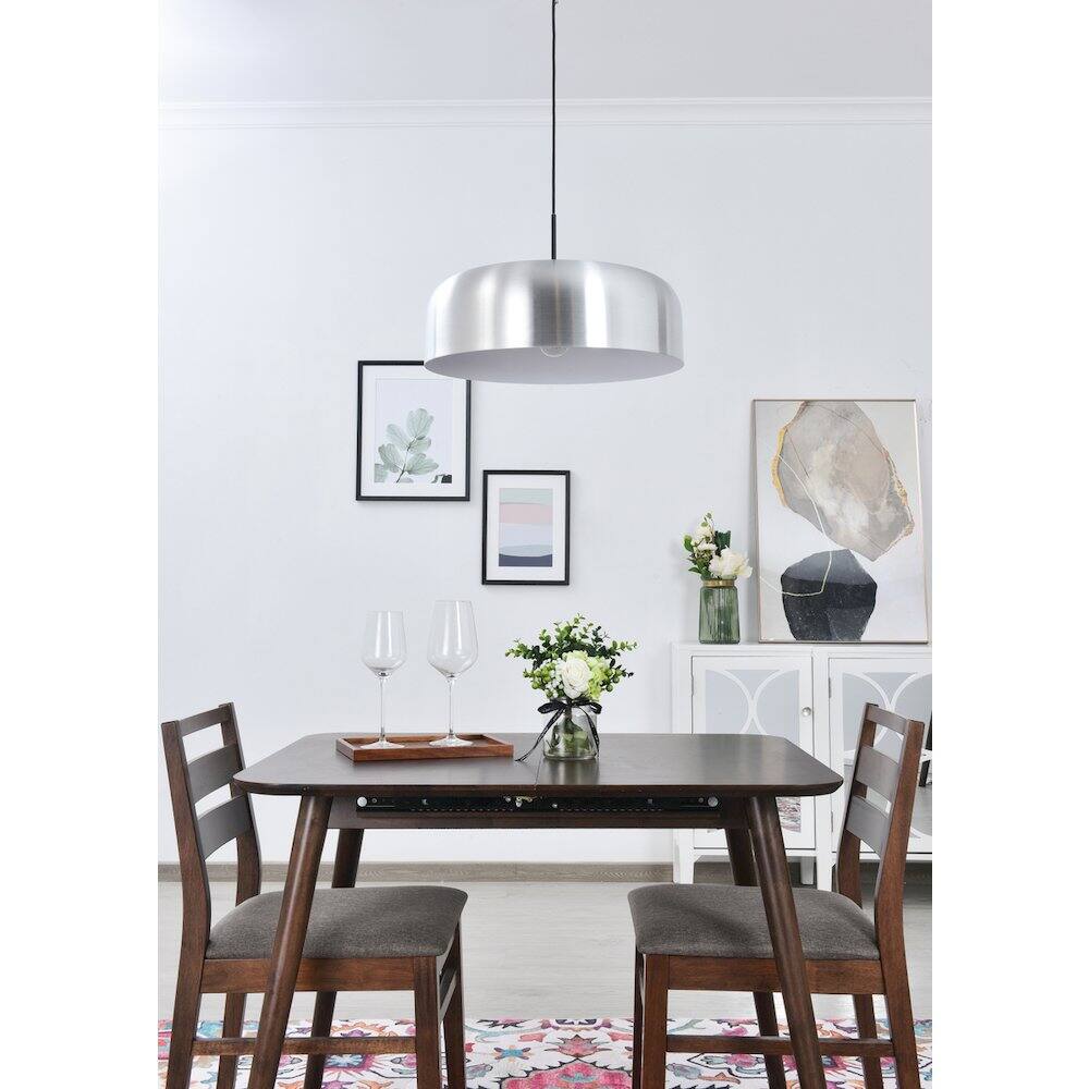 Angle. Living District - Etude 1 Light Brushed Nickel Pendant - Brushed Nickel And Black.