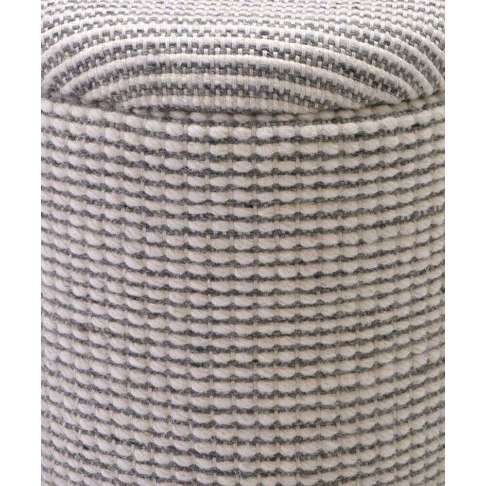 Back. Carolina Chair & Table - Handwoven Kratus Hammered Metal Storage Ottoman - Ivory & Grey.
