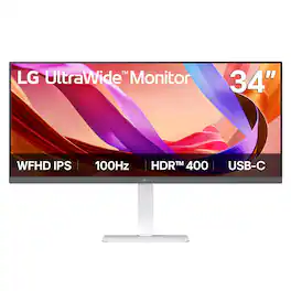 LG - UltraWide 34" FHD IPS 100Hz Monitor 100Hz USB-C with Built-in Speakers - White