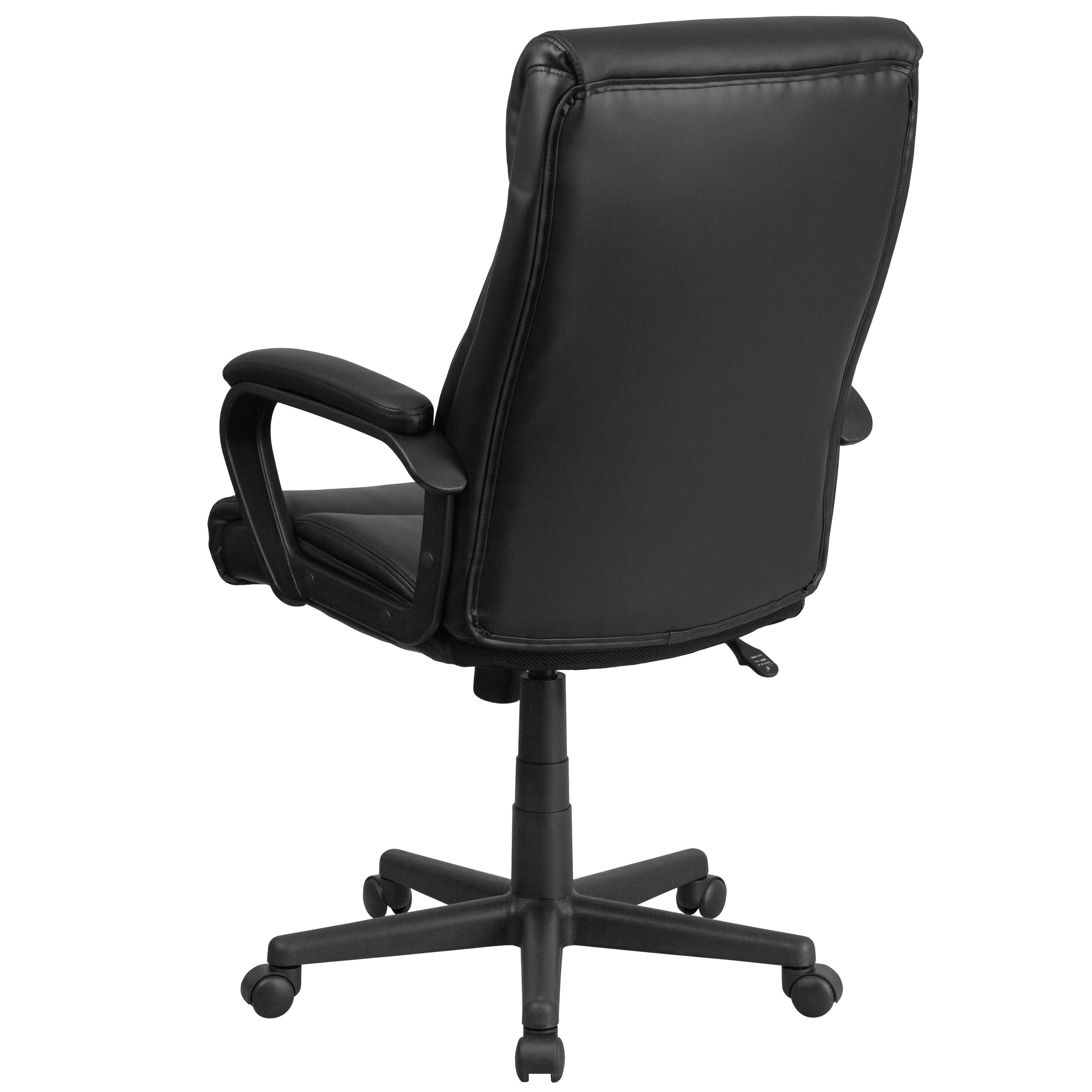 Alt View 5. Emma + Oliver - High Back Leather Executive Swivel Office Chair with Slight Mesh Accent and Arms - Black.