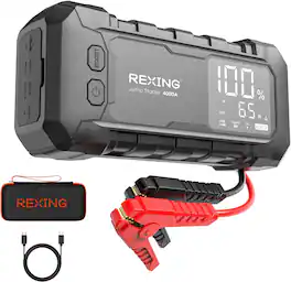 Rexing - 4000A Jump Starter, 12V Car Battery Booster with 65W Quick Charger