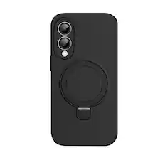 Front. SaharaCase - Venture Series Silicone Kickstand Case for Samsung Galaxy S25 Edge - Scorpion Black.