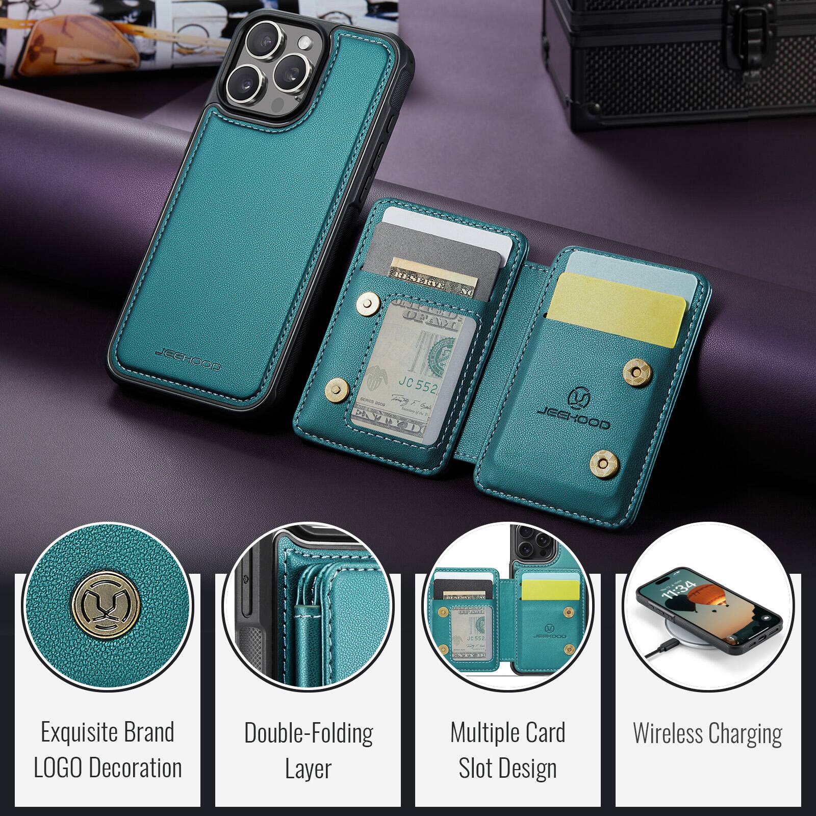 Jeehood - JC 552

Exquisite Brand Double-Folding LOGO Decoration Layer Multiple Card Slot Design Wireless Charging