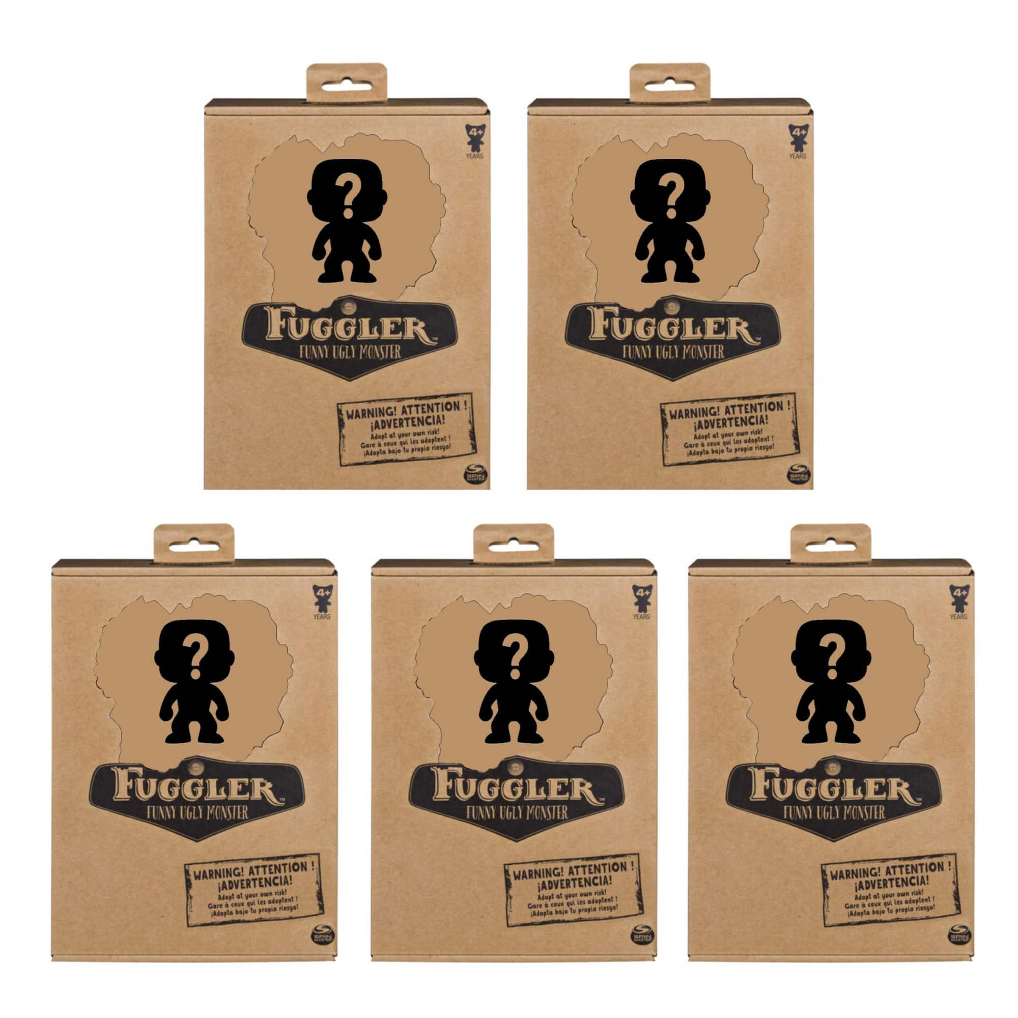 Set of 5 ZURU Fuggler Funny Ugly Monster Plush Toy 9 Inch Mystery Random Assortment - Black