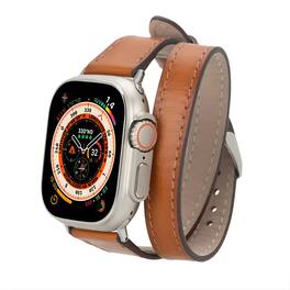 Kitcheniva - Premium Double Tour Leather Bands For Apple Watch Series 9 Ultra 2 And SE 41mm - Tan