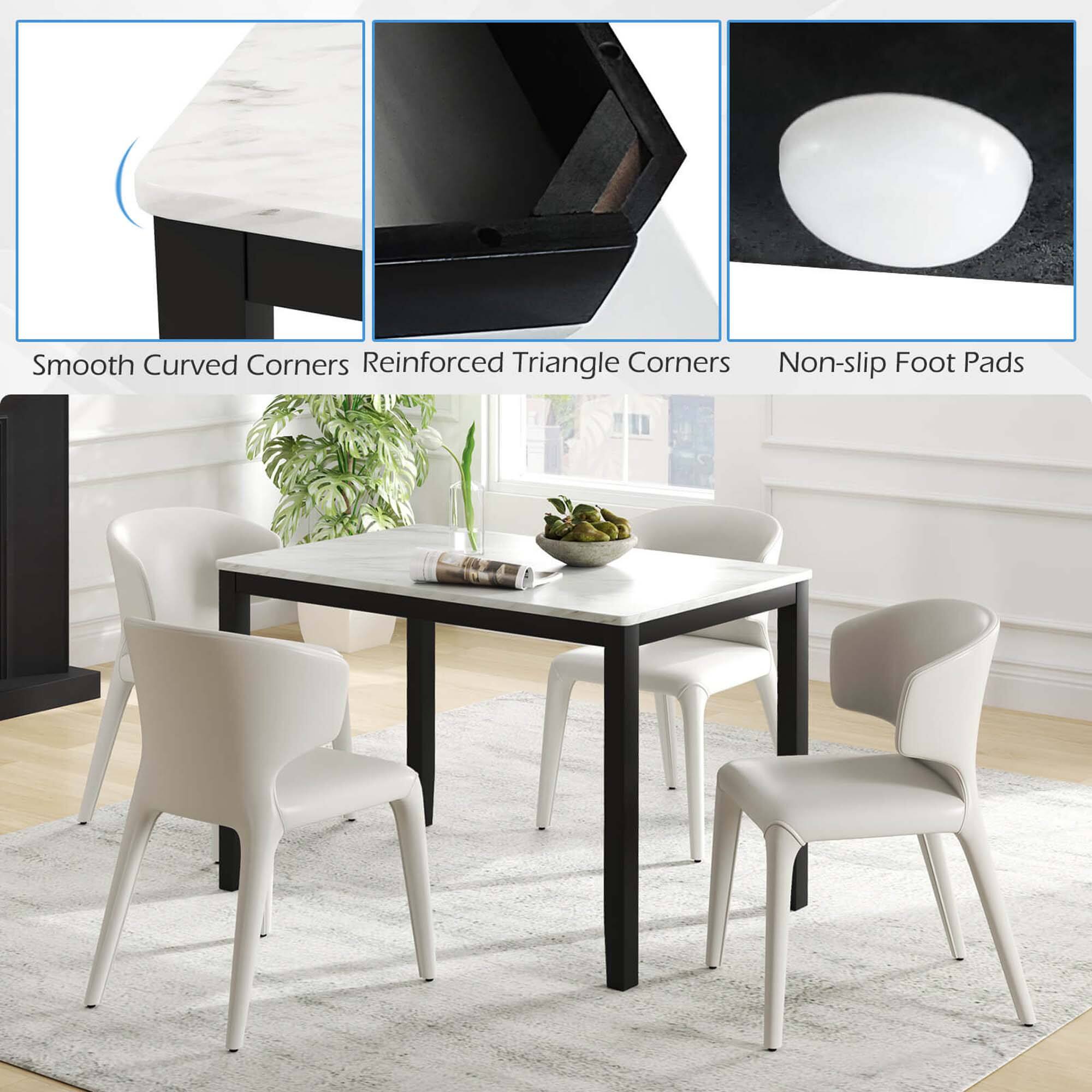 The text on the image reads: "Smooth Curved Corners Reinforced Triangle Corners Non-slip Foot Pads."