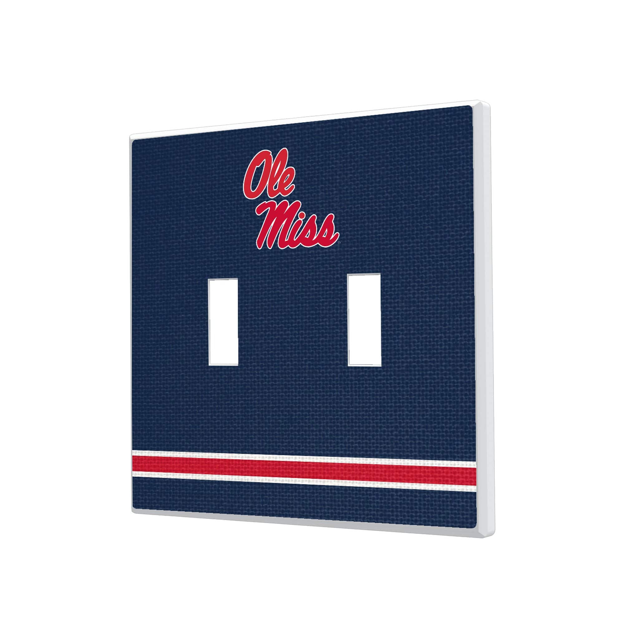 Keyscaper - Ole Miss Rebels Stripe Design Double Toggle Light Switch Plate - Multicolor