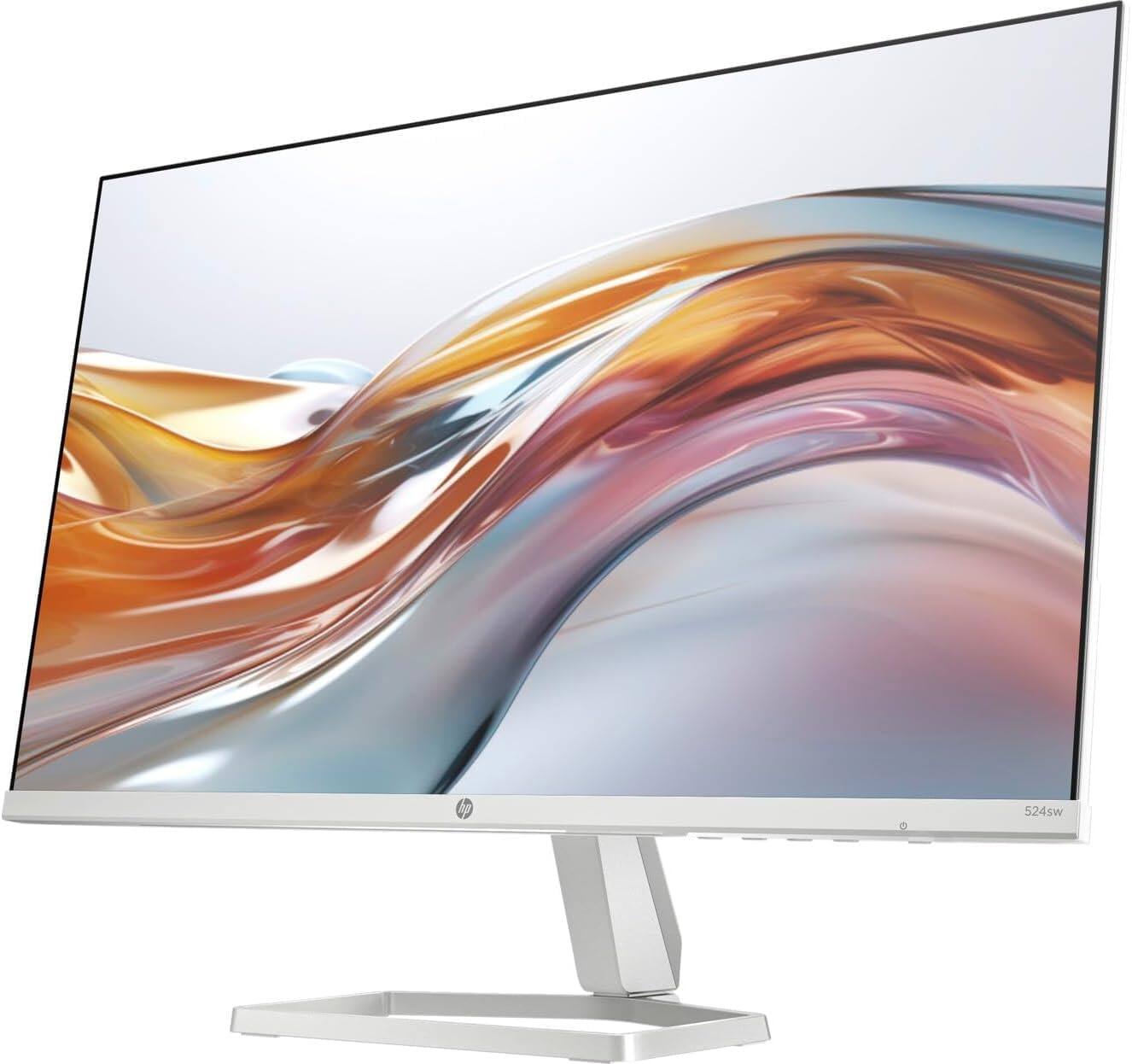 Left. HP - HP Series 5 524sw 24" FHD IPS Monitor, Flicker Free, Anti-Glare, VGA, HDMI & DKZ Hub, White/Silver (94C21AA#ABA) 2 Pack - White/Silver.