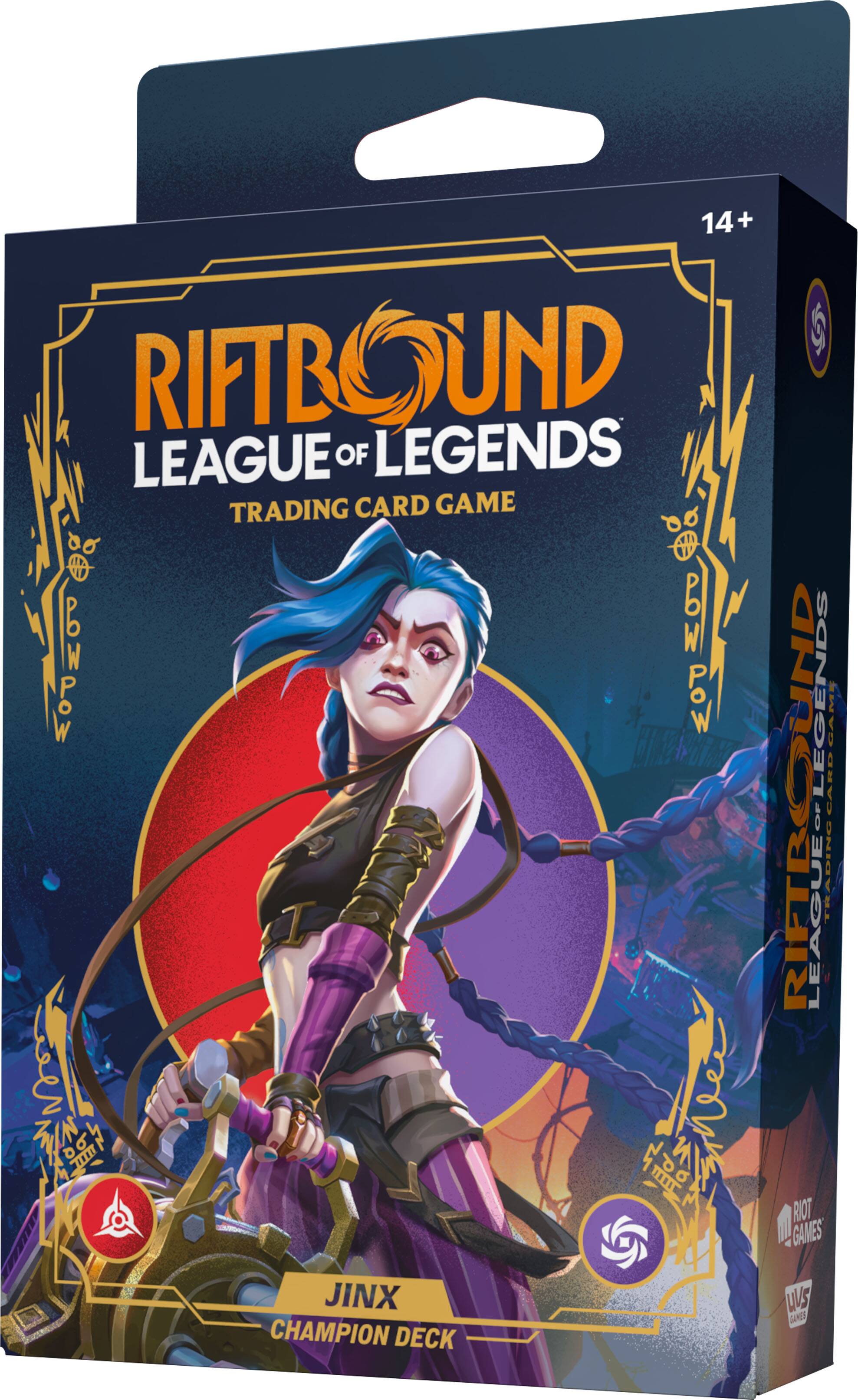 14+  
RIFTBOUND  
LEAGUE OF LEGENDS  
TRADING CARD GAME  
JINX  
CHAMPION DECK  
POW  
POP  
RIOT GAMES  
UVS GAMES