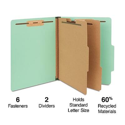 6 Fasteners  
2 Dividers  
Holds Standard Letter Size  
60% Recycled Materials