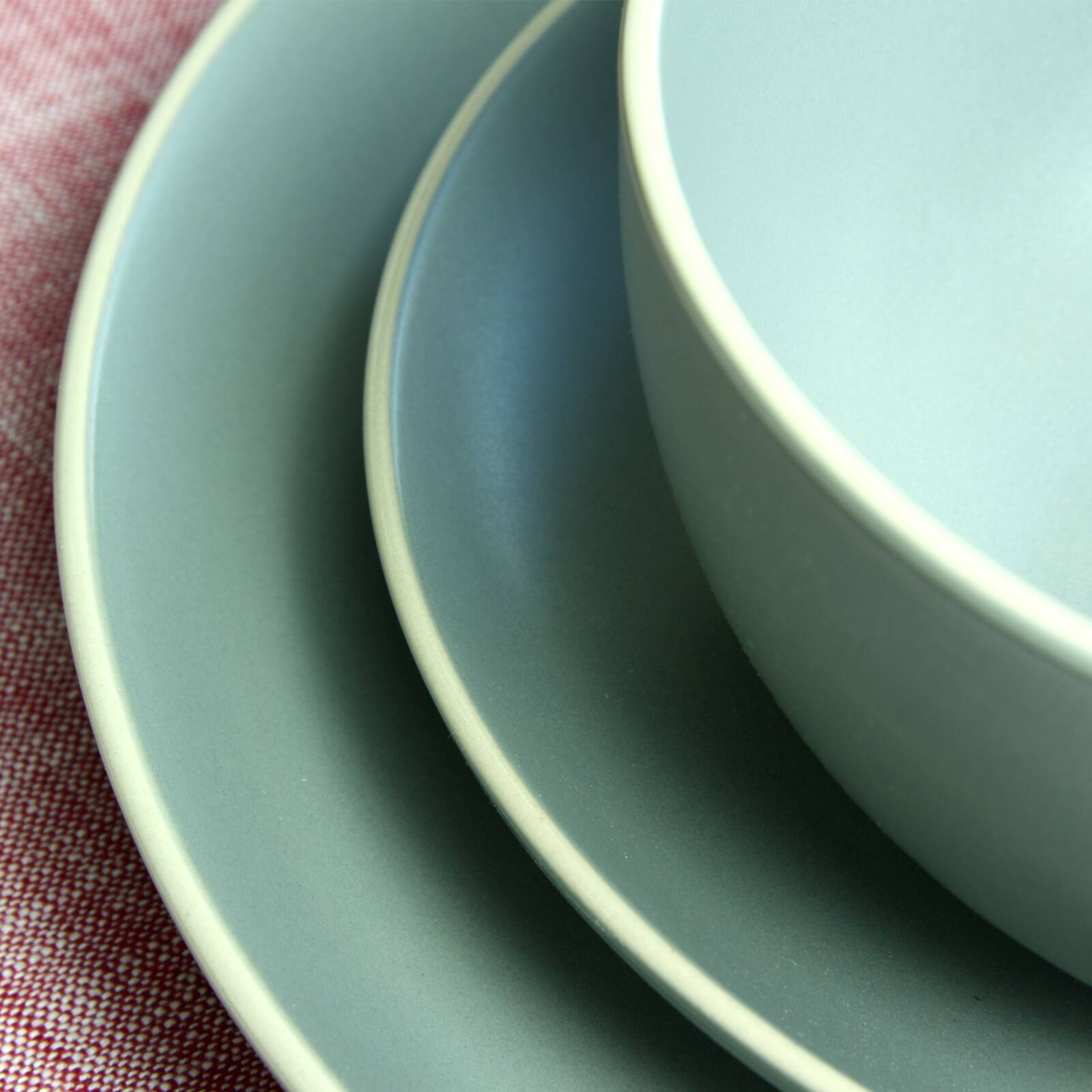 Alt View 3. Gibson - Gibson Home Rockaway 12 Piece Stoneware Dinnerware Set In Matte Teal - Green.
