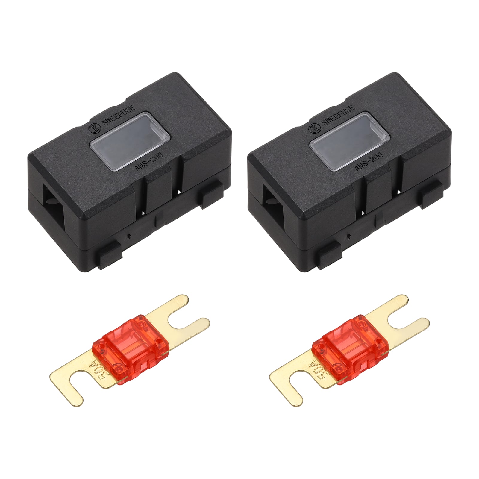 Unique Bargains - 2pcs 200A 125V ANL Fuse Holder Kit, 50A Fuse Inline Block Box for Automotive Marine Audio Video System - Red price history on PriceWatchPro