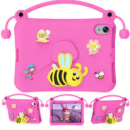 Dteck - for Apple iPad mini (A17 Pro) 2024 & iPad mini 6 2021 8.3" Kids EVA Tablet Case,Shockproof Kickstand Cover + Handle - Rosered