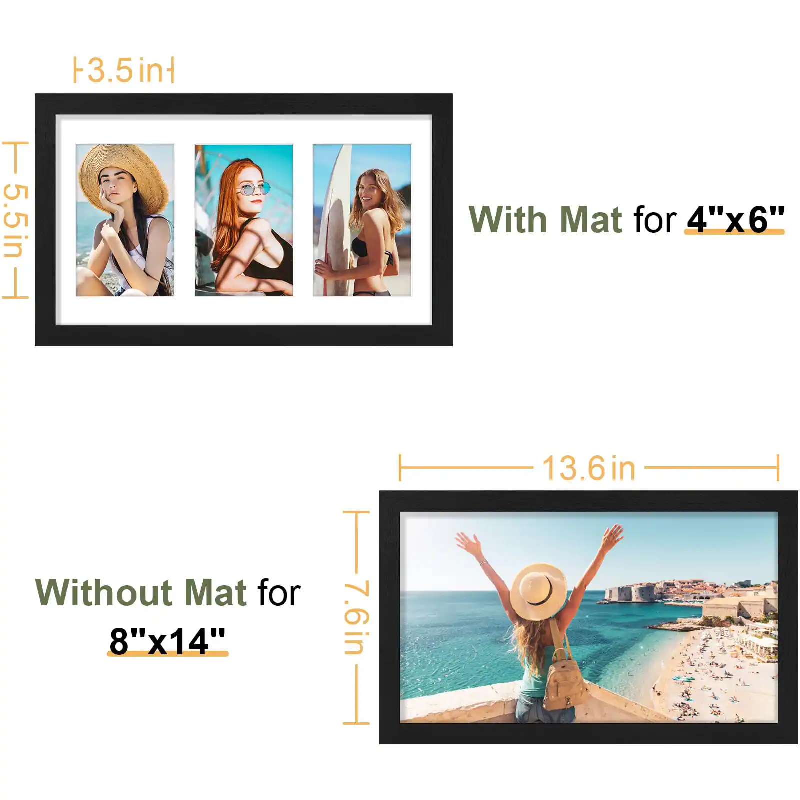 Stylel Star Picture Frames Collage With Mat Frame For Horizontal Or ...