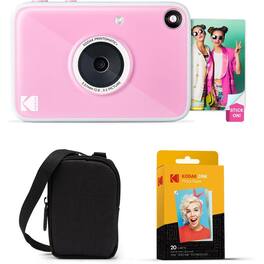 Kodak - Printomatic+ Instant Camera Bundle 10MP w/ Black Case & 20 Zink Paper - Pink
