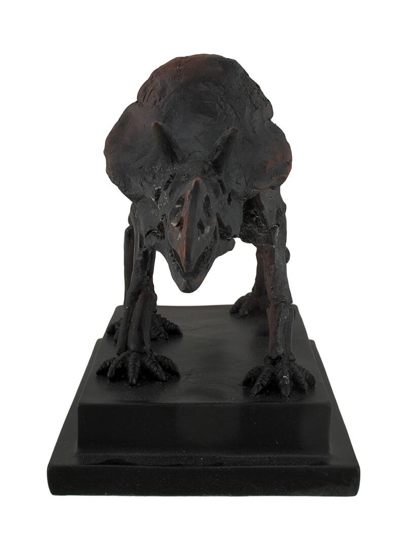 Alt View 2. Zeckos - Antique Bronze Finish Mounted Triceratops Skeleton Statue - Bronze.