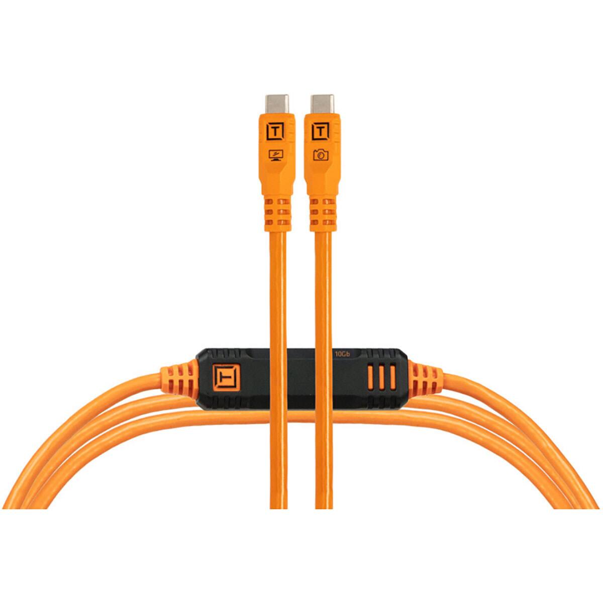 Front. Tether Tools - Tether Tools TetherPro Optima 10G 15' USB-C Straight Cable, Orange.
