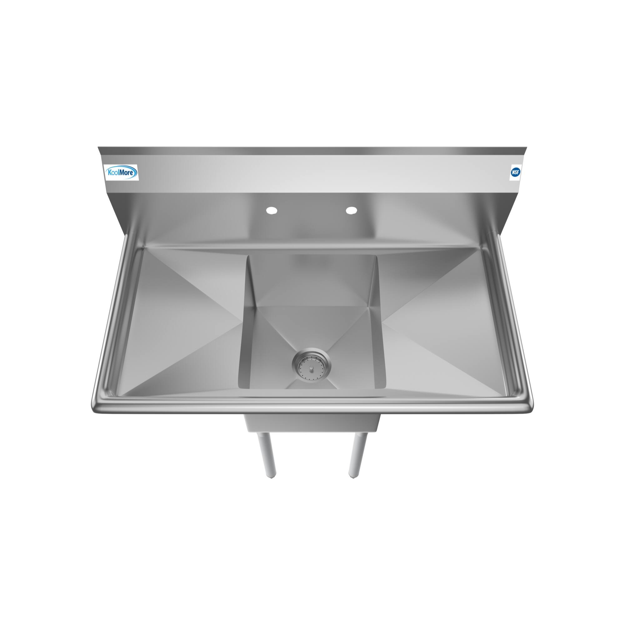 Left. Koolmore - 38 in. One Compartment Stainless Steel  Sink with Drainboards, Bowl Size 14"x 16"x 11" SA141611-12B3. - Stainless Steel.