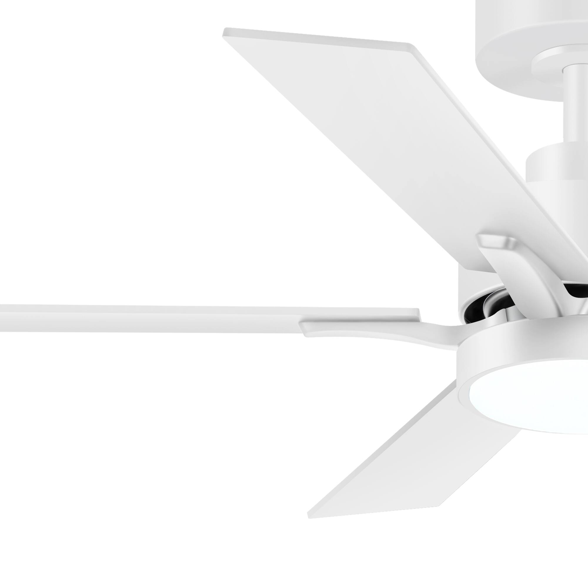 Alt View 7. Breezary - 42-in Integrated LED Ceiling Fan with Remote, 3-Color Light, 5 Blades, Reversible DC Motor - Matte White.