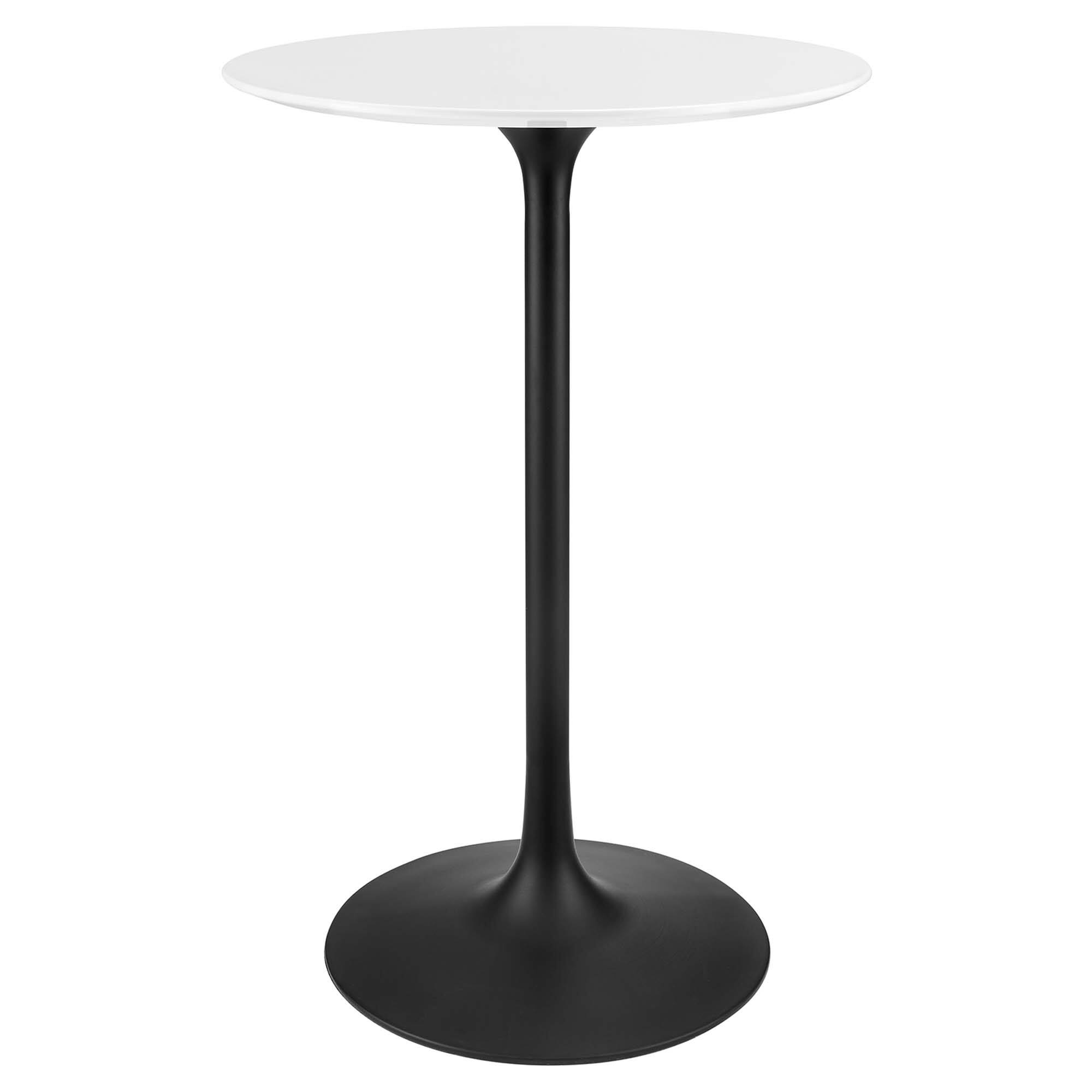 Angle. Modway - Lippa Round Wood Bar Table - Black White.