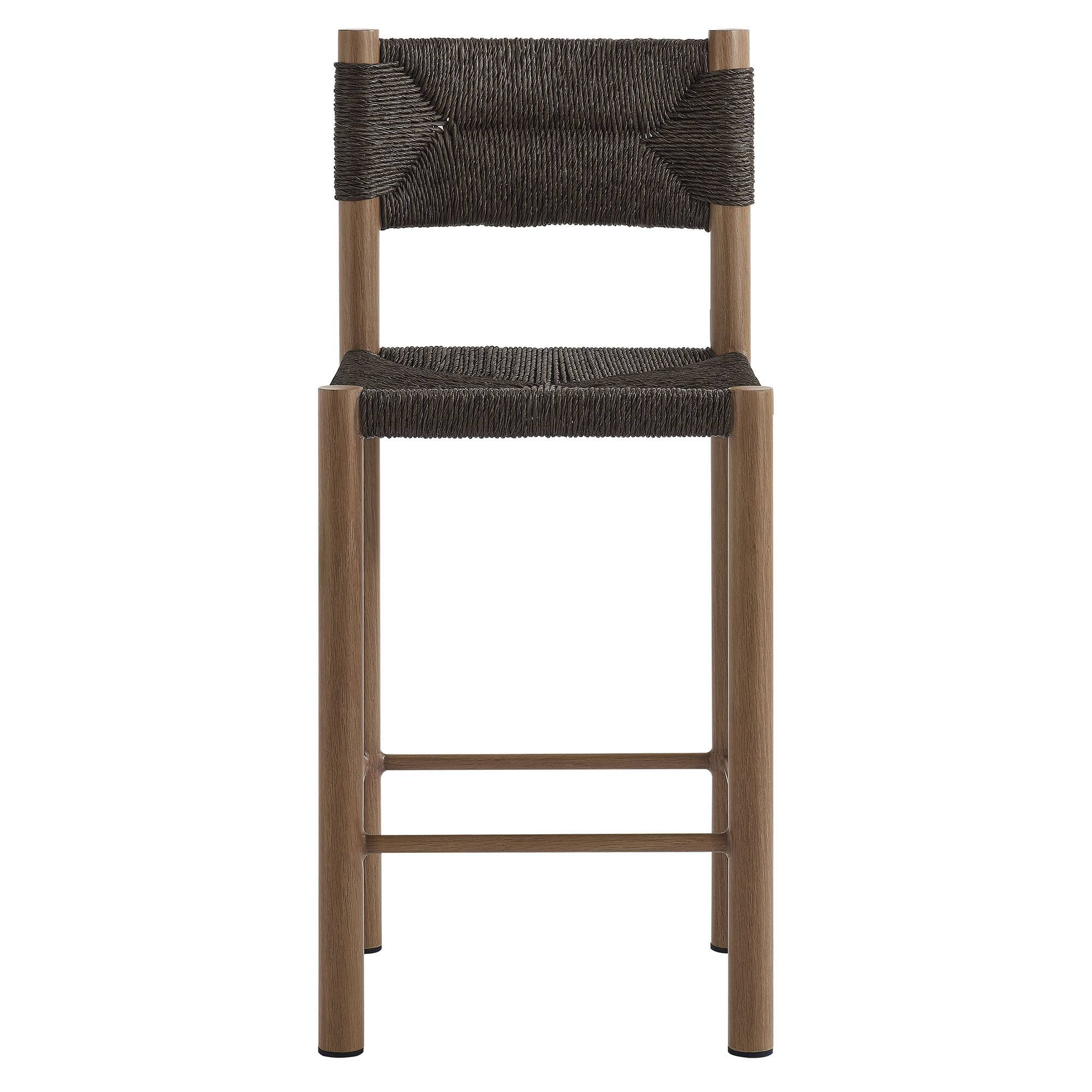 Alt View 6. Modway - Parkland Outdoor Patio Rattan and Aluminum Counter Stools Set of 2 by Modway - Walnut.