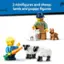 2 minifigures and sheep, lamb and puppy figures