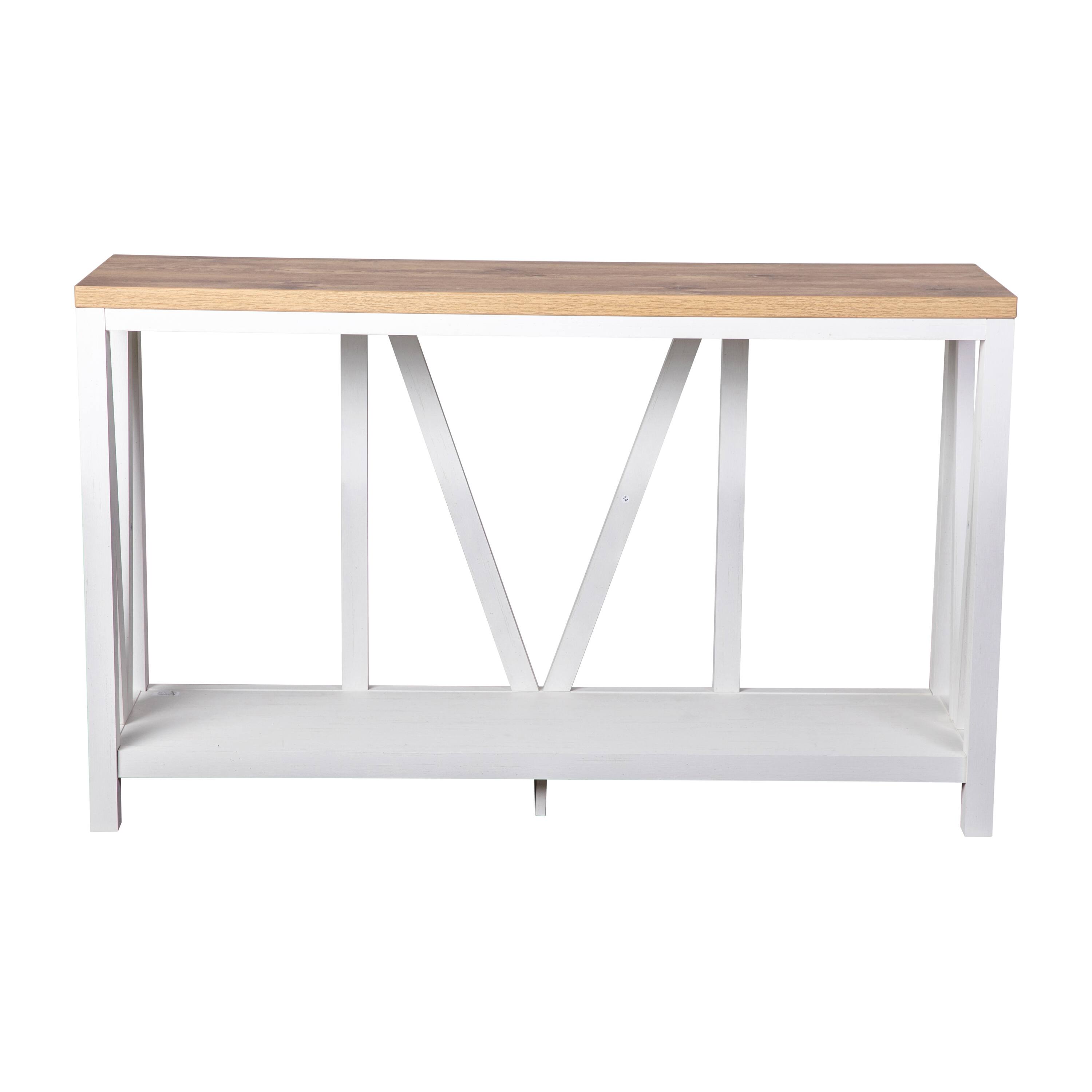Alt View 9. Emma + Oliver - Owen Modern Farmhouse Entryway Console Accent Table - Warm Oak Top/White Frame.