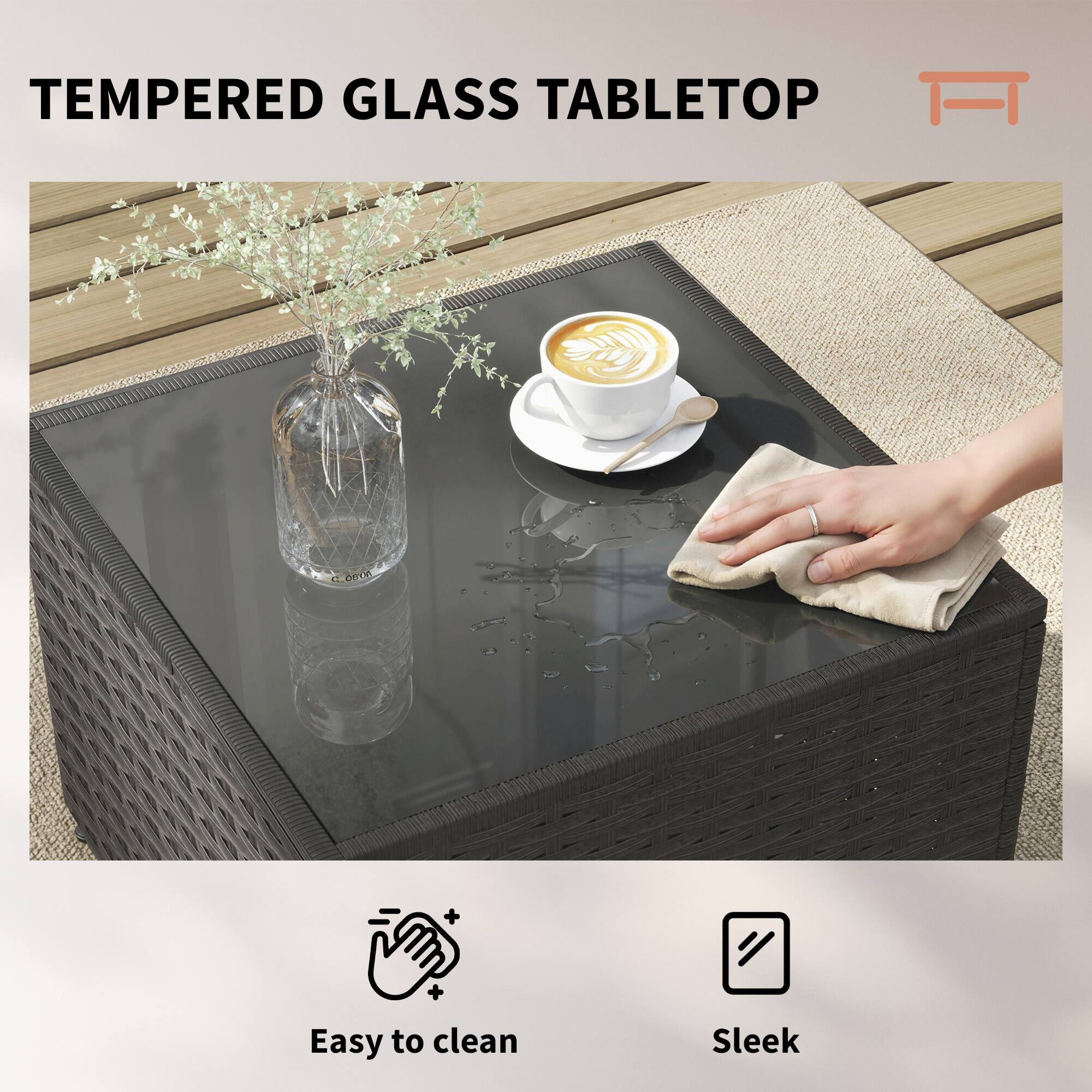 TEMPERED GLASS TABLETOP

Easy to clean
Sleek