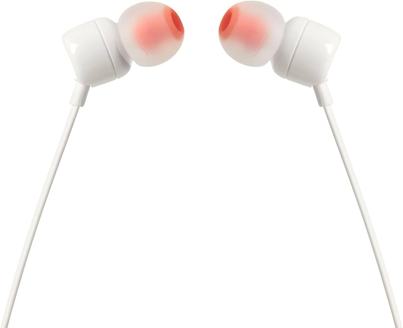 Left. JBL - JBL TUNE 110 WHITE In-Ear Tangle-Free Wired Headphones (White).