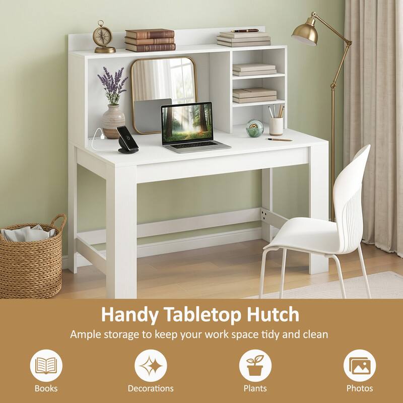Handy Tabletop Hutch  
Ample storage to keep your work space tidy and clean  
Books  
Decorations  
Plants  
Photos