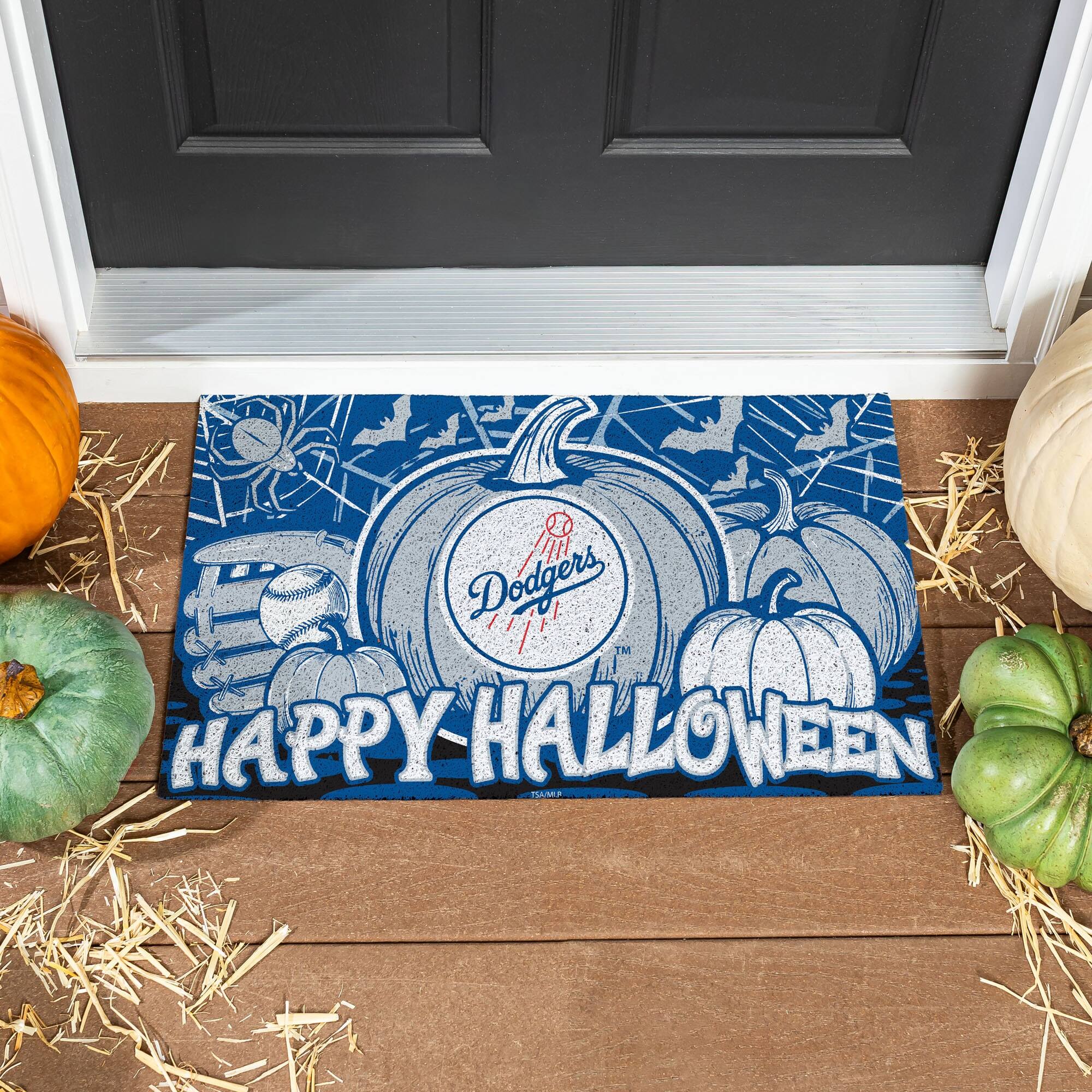 Evergreen Enterprises - Los Angeles Dodgers 28" x 16" Happy Halloween Turf Door Mat - Multicolor