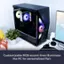 The text on the image reads: "Customizable RGB accent lines illuminate the PC for personalized flair. PC components shown are for display purposes only."
