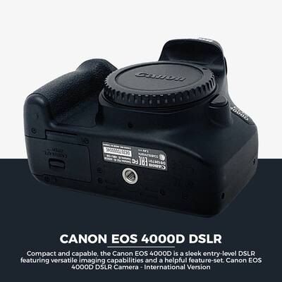 Canon EOS 4000D DSLR Camera with 18 55mm Lens + EOS Bag + Sandisk Canon EOS 4000D DSLR Camera with 18 55mm Lens + EOS Bag + Sandisk
